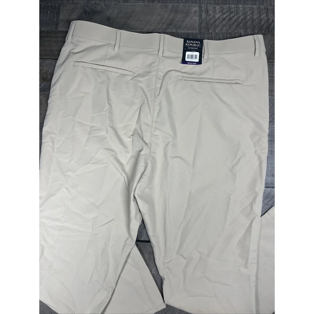Banana Republic Men's Flat‎ Front Pant Stretch Fabric Wicking 40x30 Tan